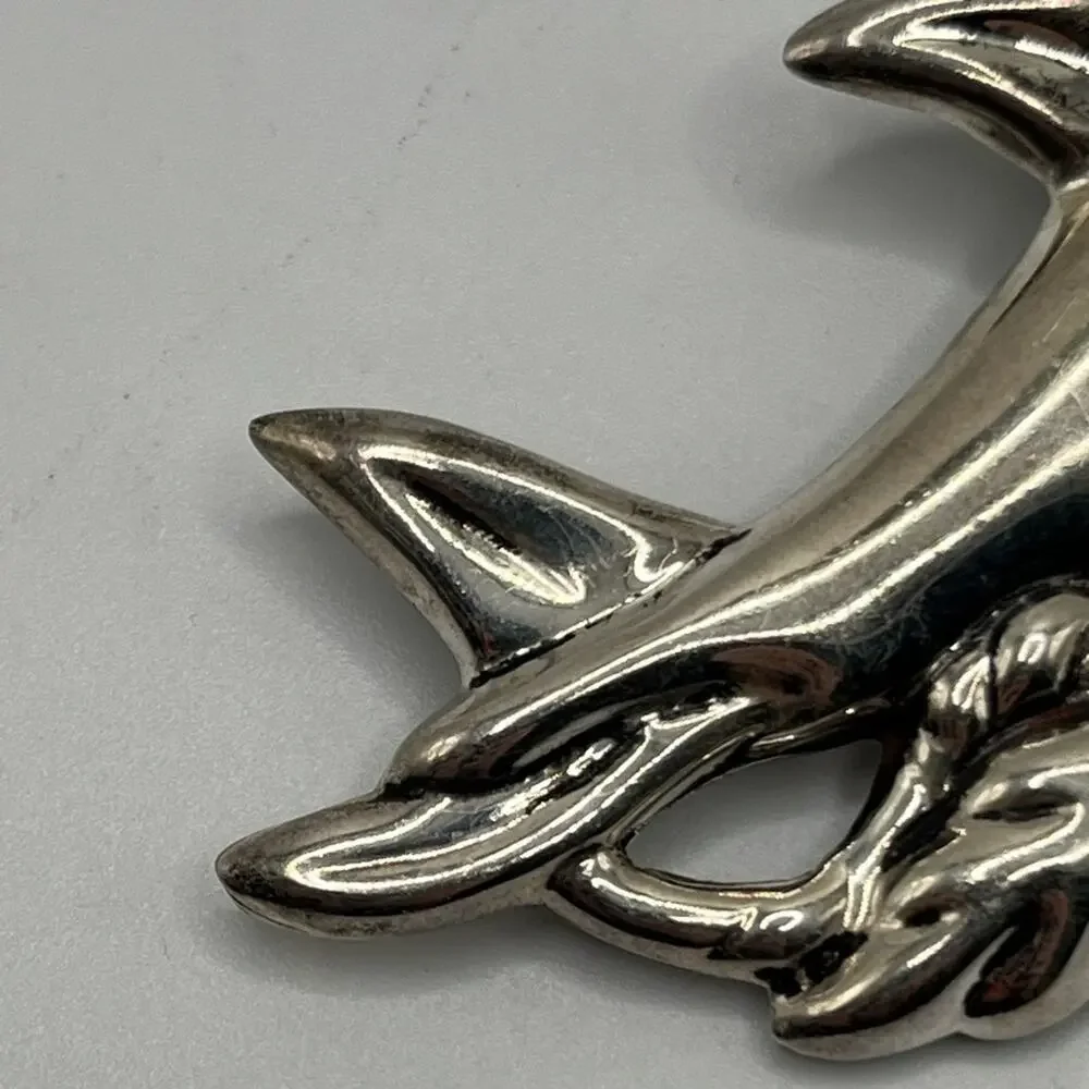 925 silver dolphin brooch